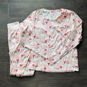 Pink Chicken Santa Print Women’s HolidayPajama Set